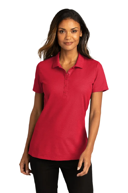 baby shower blouses -Port Authority Womens React SuperPro Snag Resistant Short Sleeve Polo Shirt - Rich Red