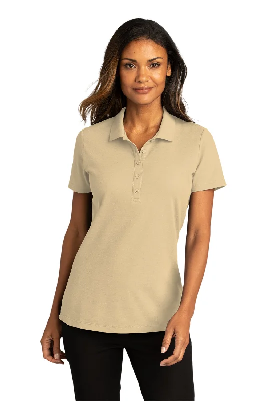 year blouses memory -Port Authority Womens React SuperPro Snag Resistant Short Sleeve Polo Shirt - Wheat - Closeout