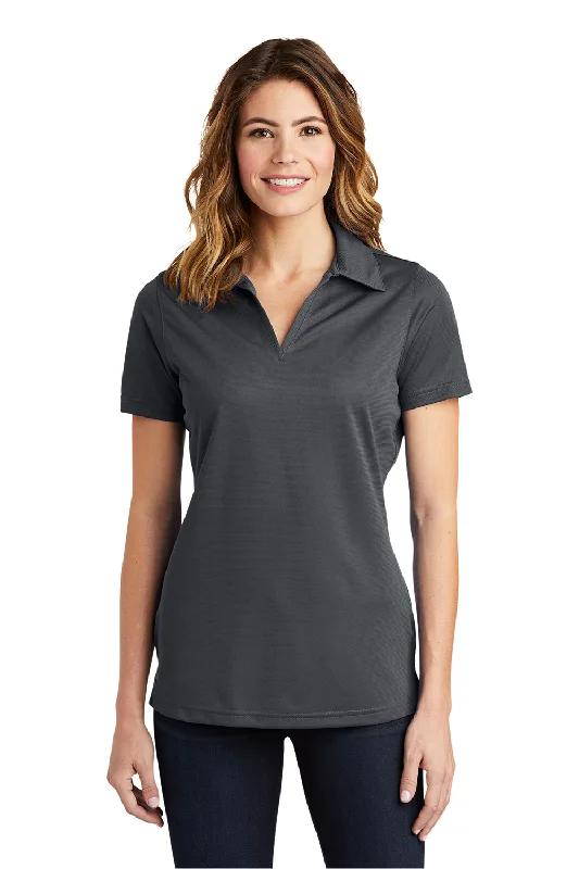 tie-front shirts casual -Sport-Tek Womens Active Mesh Moisture Wicking Short Sleeve Polo Shirt - Iron Grey