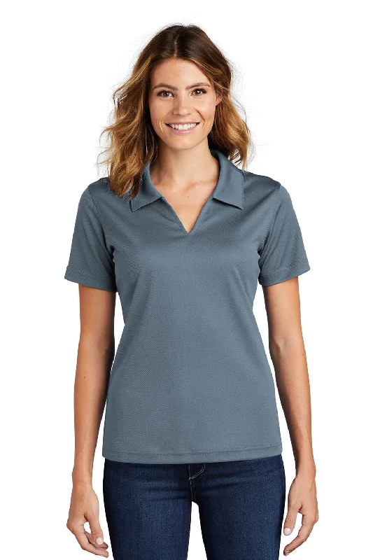 lace trim blouses -Sport-Tek Womens Dri-Mesh Moisture Wicking Short Sleeve Polo Shirt - Steel Grey