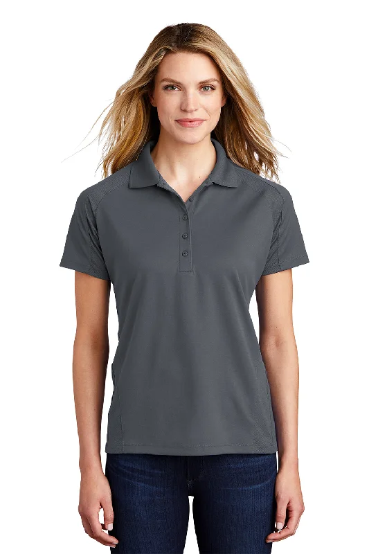 keyhole blouses detail -Sport-Tek Womens Dri-Mesh Moisture Wicking Short Sleeve Polo Shirt - Steel Grey