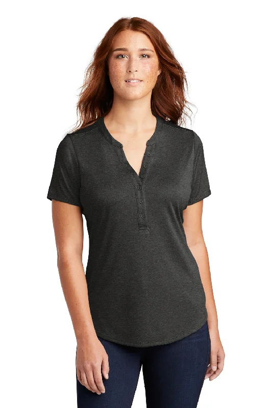 initial blouses monogram -Sport-Tek Womens Endeavor Moisture Wicking Short Sleeve Polo Shirt - Heather Black