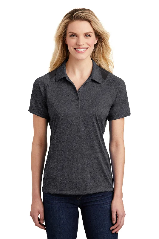 puffed sleeve blouses -Sport-Tek Womens Heather Contender Moisture Wicking Short Sleeve Polo Shirt - Heather Graphite Grey/Black