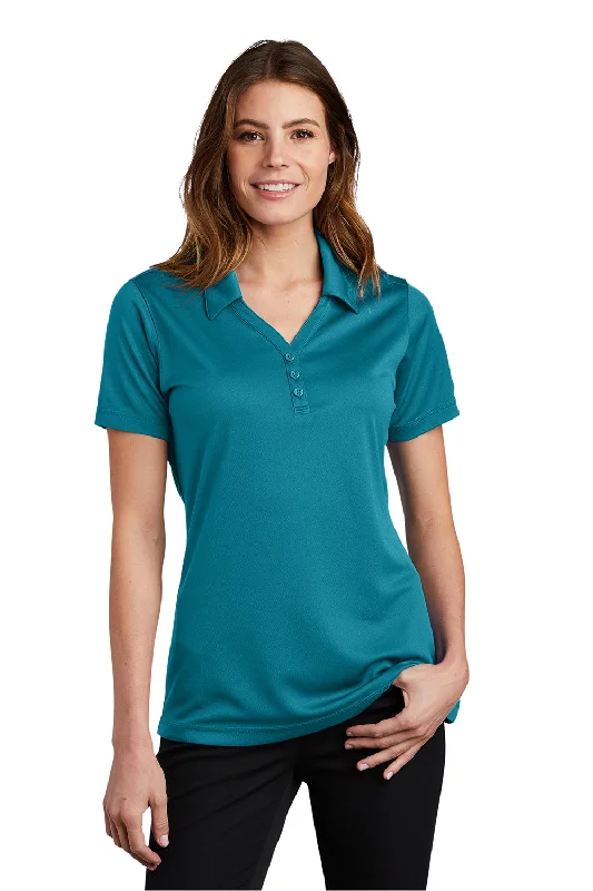 fitted blouses sleek -Sport-Tek Womens Micro-Mesh Moisture Wicking Short Sleeve Polo Shirt - Blue Wake