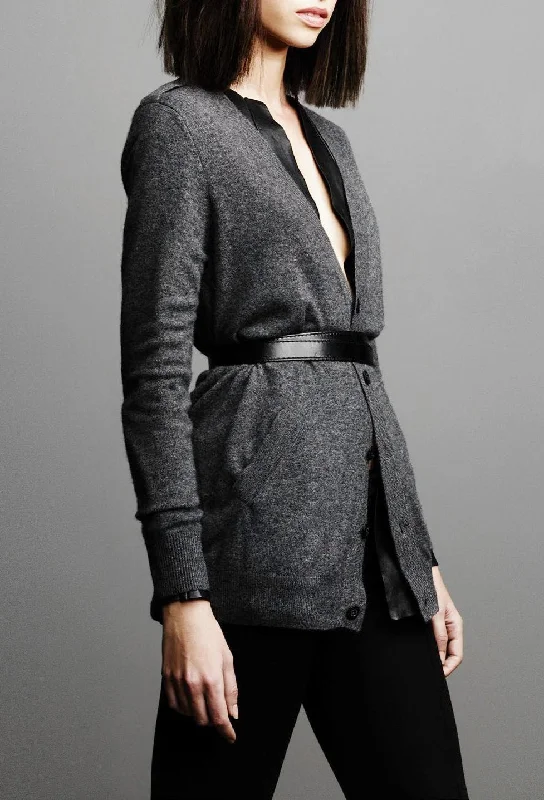 Thin cotton cardigan grey -Cadet Cardigan in Charcoal