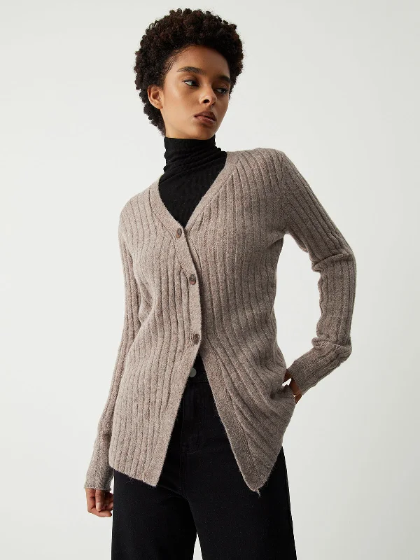 Button-down wool cardigan grey -Leisure Charming Rib Cardigan