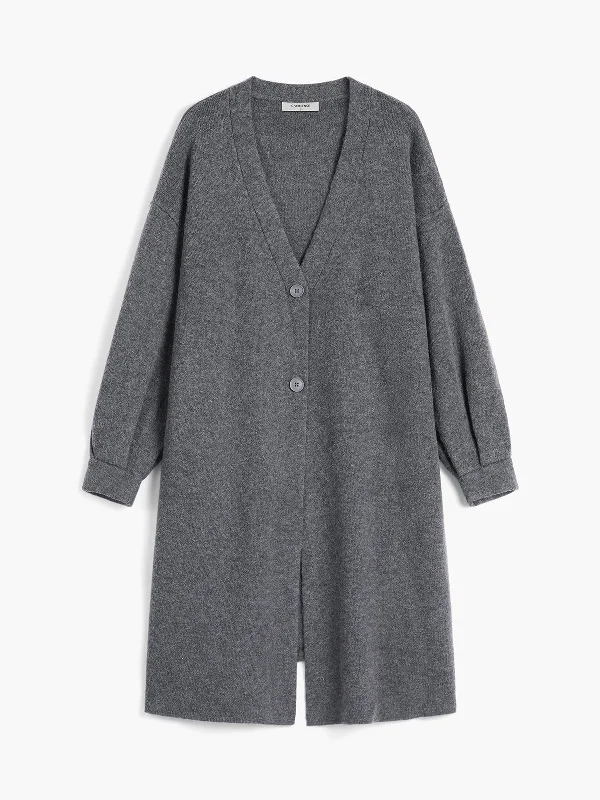 Vintage knit cardigan grey -Utility Charming Longline Cardigan