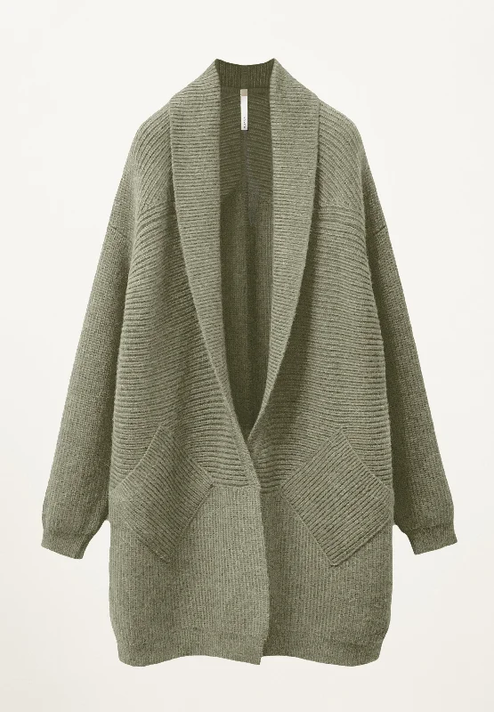 Open front cardigan grey -Gio Coat Cardigan in Sage