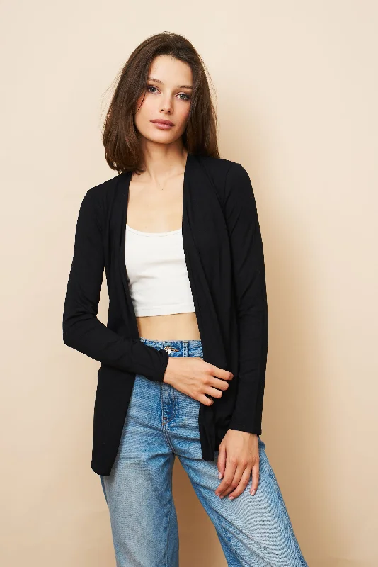 Black oversized cardigan navy -Soft Touch Open Cardigan in Noir