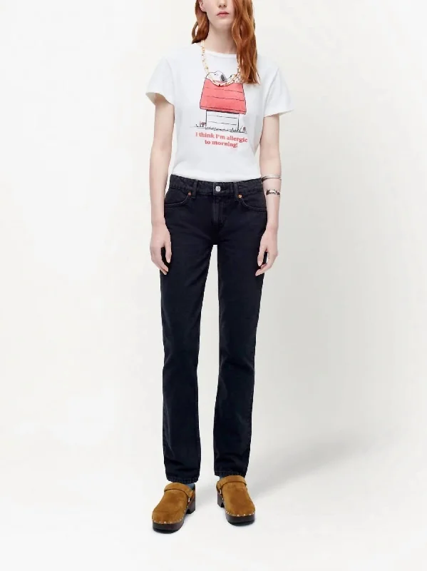 heather grey pants -70S Low-Rise Straight-Leg Jeans In Black