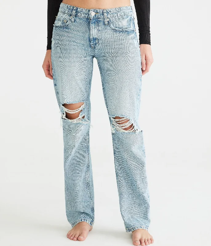 couples jeans matching -Aeropostale Knd Low-Rise Baggy Jean