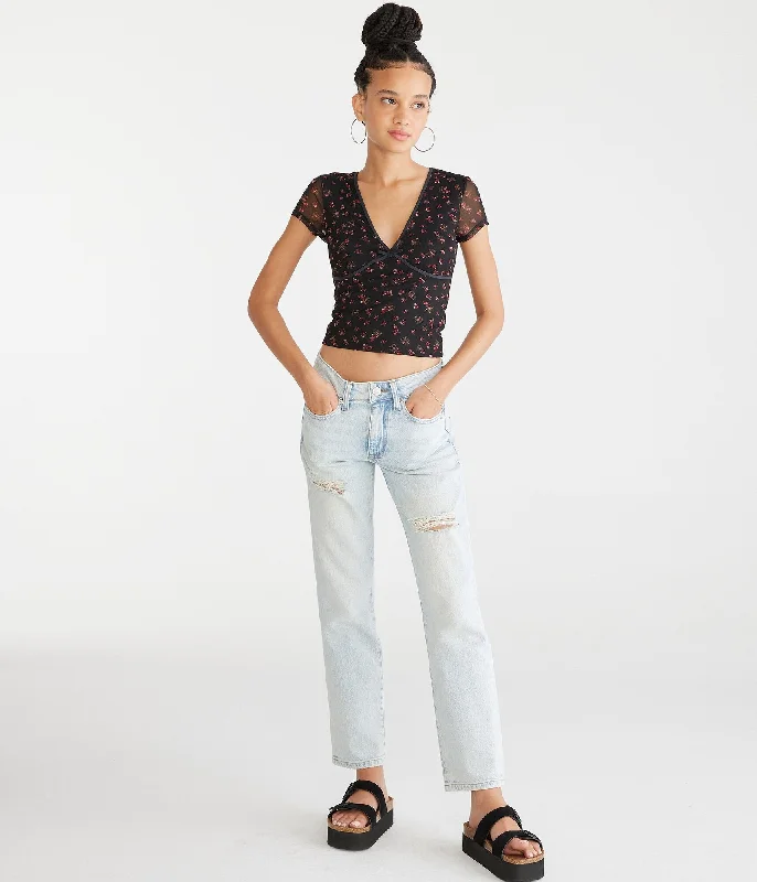 initial pants monogram -Aeropostale Mid-Rise Straight Ankle Jean