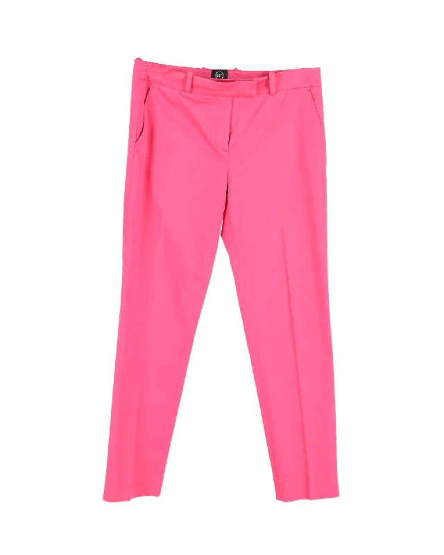 slim fit pants -Alexander McQueen Cropped Trousers in Pink Cotton