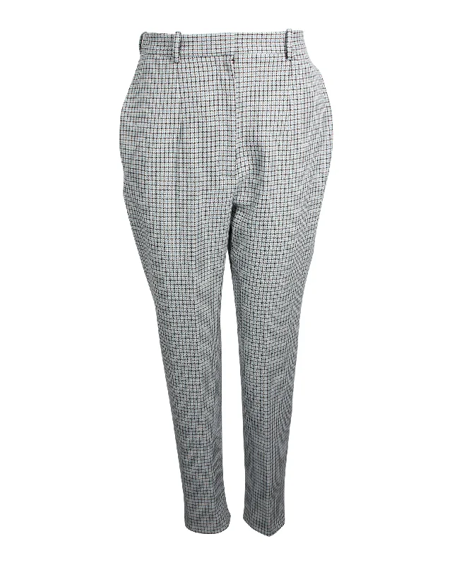 biker pants leather -Alexander McQueen Houndstooth Trousers in Blue Wool