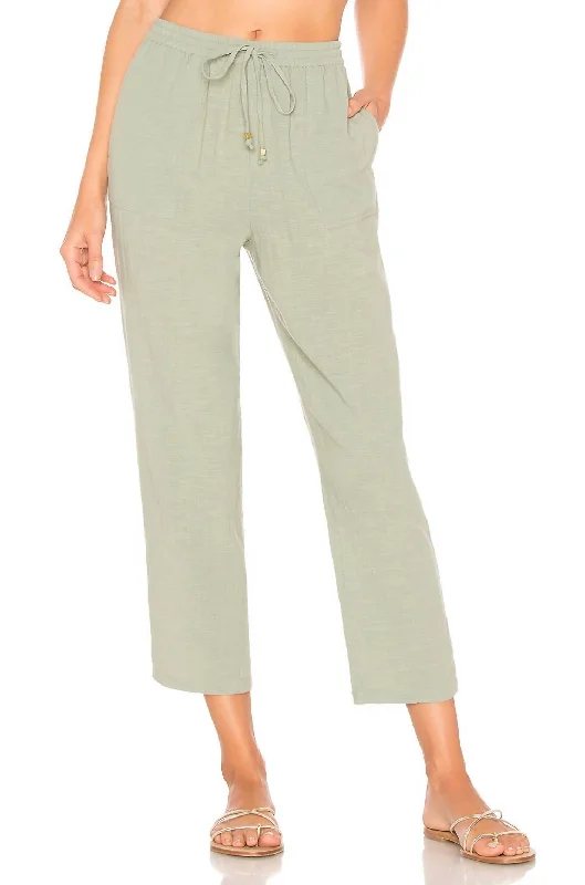 garment dye jeans -Andres Crop Pant In Reef Green