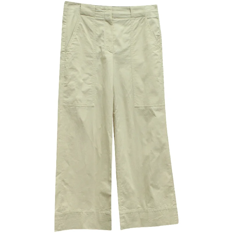 navy blue pants -Brunello Cucinelli Wide Leg Pants in Beige Cotton