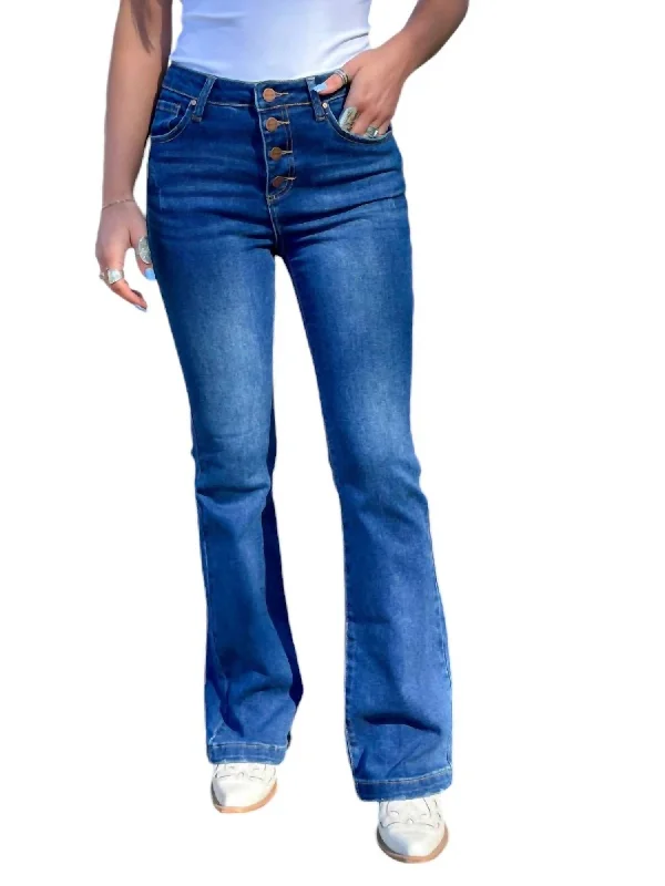 soft cargo pants -Button Down Boot Cut Jeans In Dark Wash