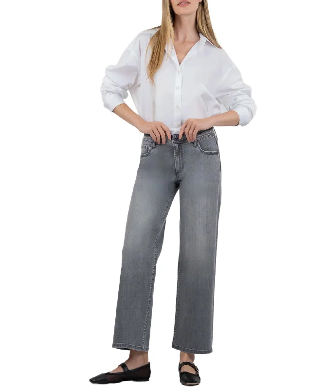 car enthusiast pants -Charlotte Mid Rise Jeans In Explained With Grey Base Wash