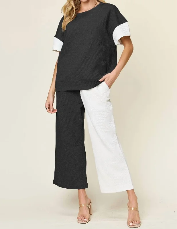 year pants memory -Chic Textured T-Shirt & Pants Set In White