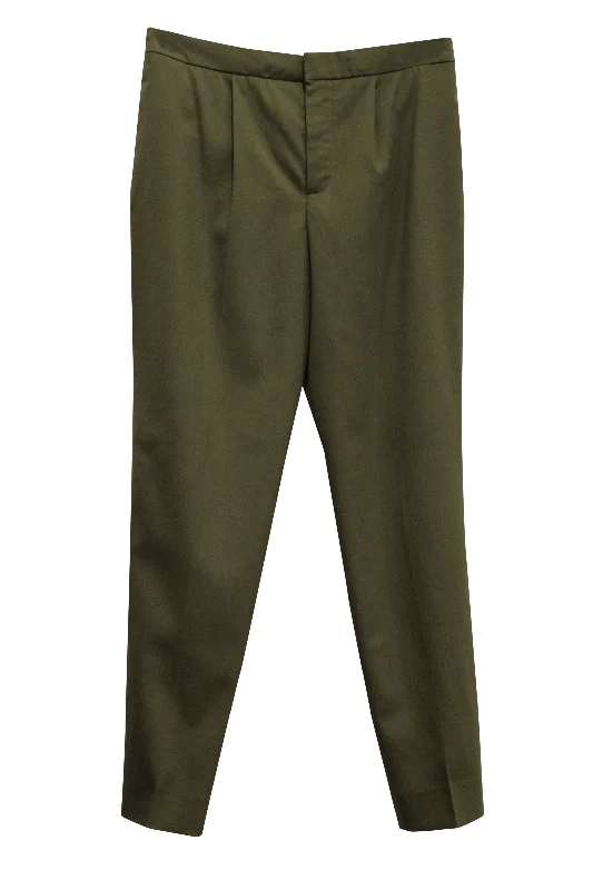 button-fly pants -Chloé Tapered Pants in Khaki Green Wool