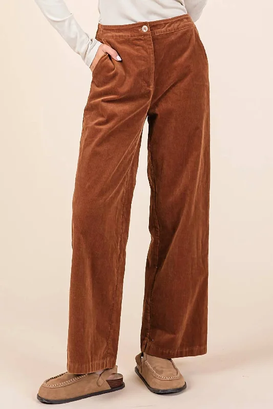 maternity pants stretch -Corduroy Straignt Leg Jeans In Camel