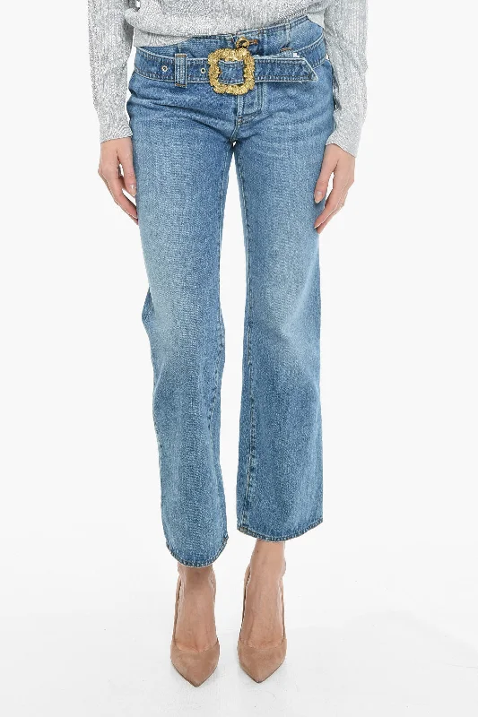 volunteer team pants -Cormio High Waisted Flared Fit Jeans With Buckle