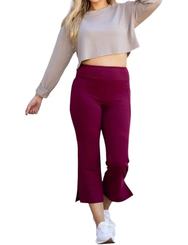 bartender jeans sleek -Courtney High Waisted Gaucho Pants In Maroon