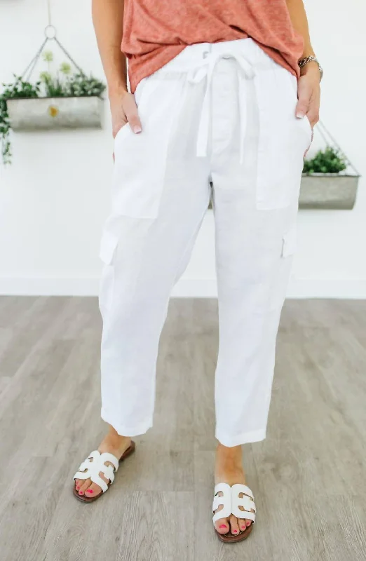 perforated jeans -Discoverer Pull-On Cargo Pant In White