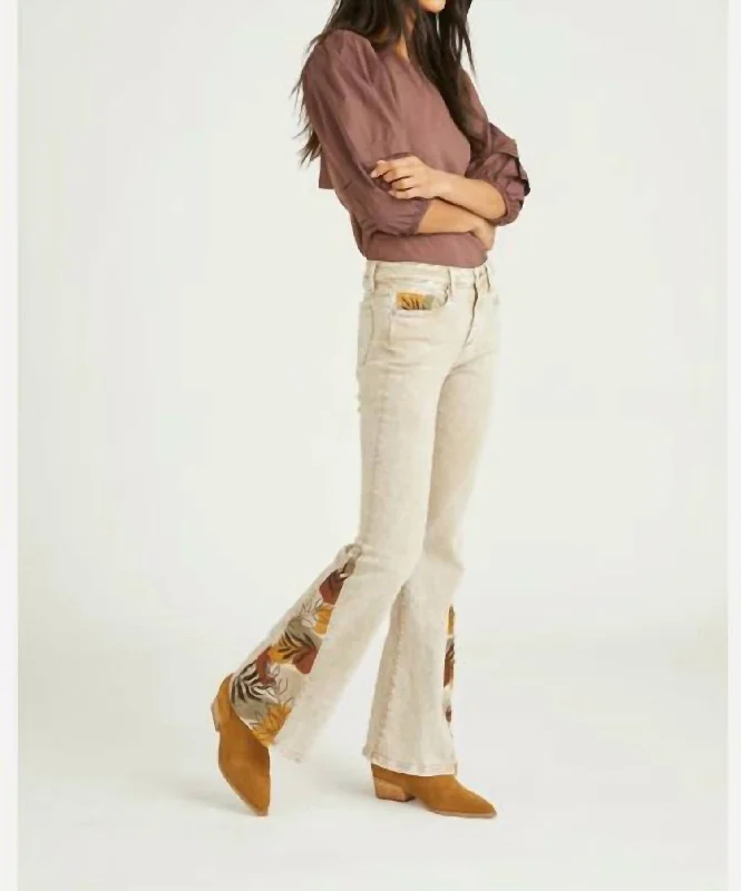 suede pants soft -Farrah Flare Jeans In Tan Surreal