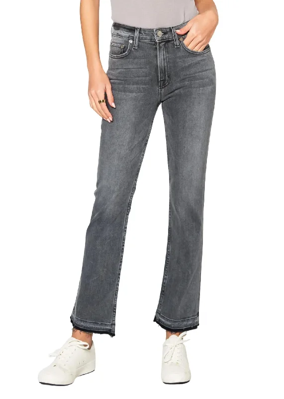 wrinkle-free pants -Farrah Mid Rise Kick Flare Jeans In Philly