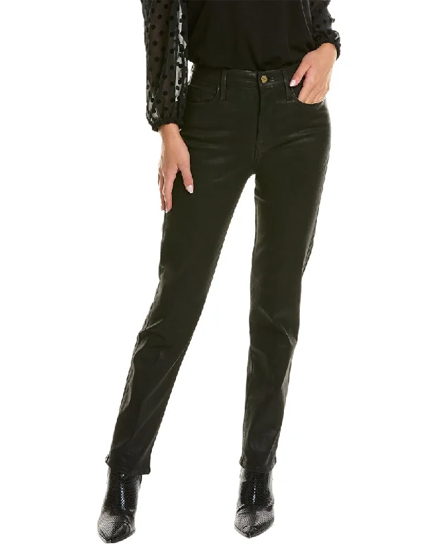 jeggings pants stretch -FRAME Denim Le Sylvie Noir Straight Jean