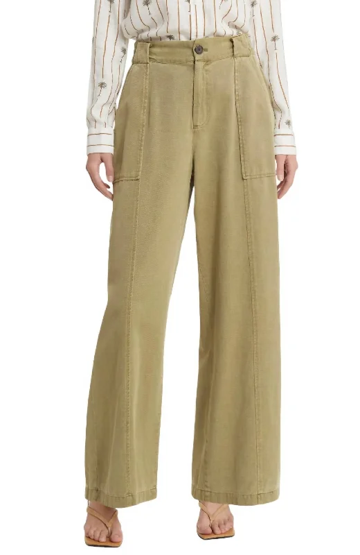 craft fair pants -Greer Cotton Blend Straight Leg Pants In Canteen