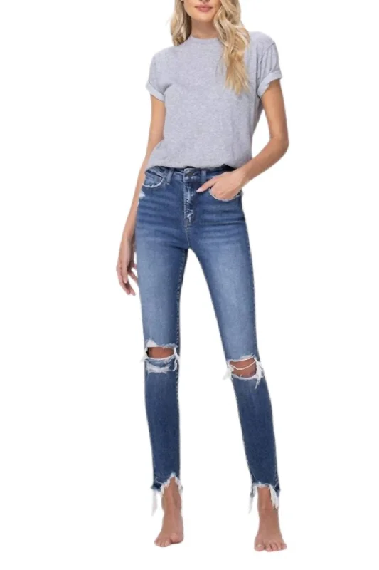 wingtip pants bold -High Rise Ankle Skinny Jeans In Denim Blue