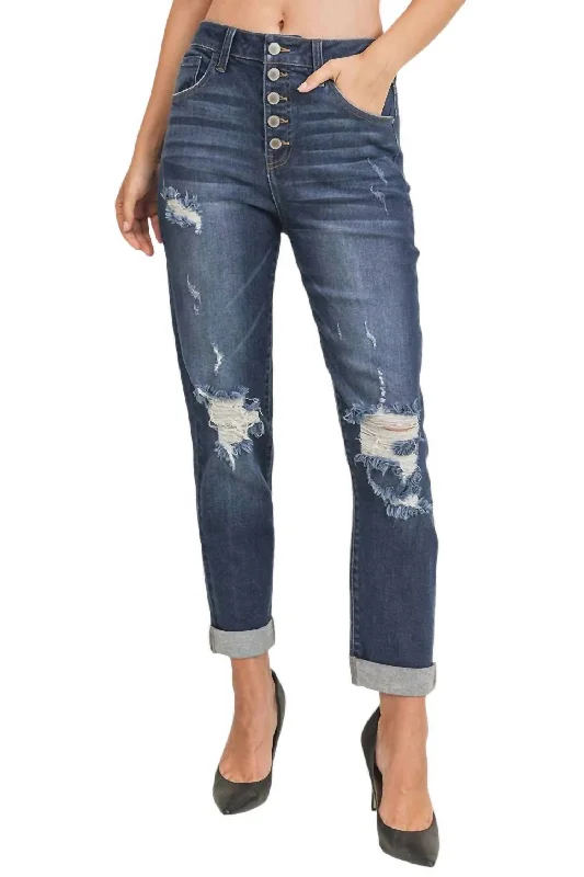 full-length pants -High Rise Plus Mom Jeans In Dark Wash