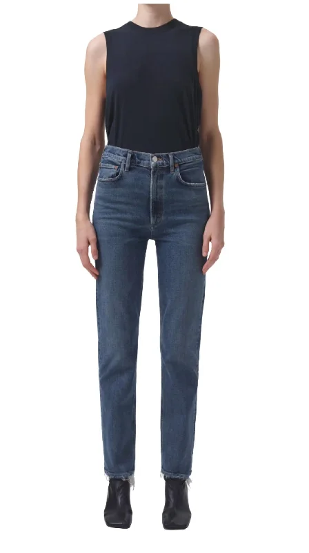 chain stitch pants -High Rise Stovepipe Jeans In Captivate