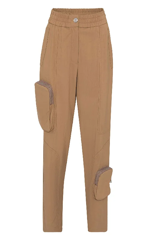 construction pants -High Waist Boyfriend Pants With Cargo Pockets