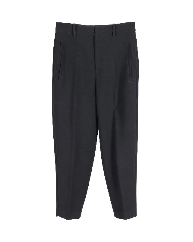 lightweight cargo jeans -Isabel Marant Straight Leg Trousers in Black Wool