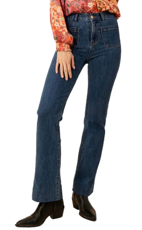 bamboo pants soft -Jenna Pocket Denim Pants In Blue