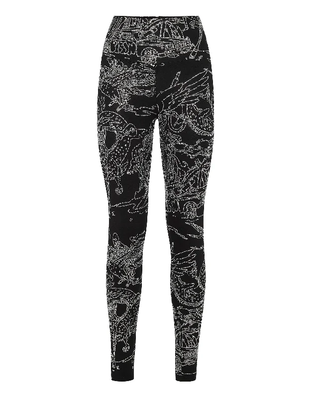 applique jeans craft -Jogging Leggings Stones Skeleton tattoo