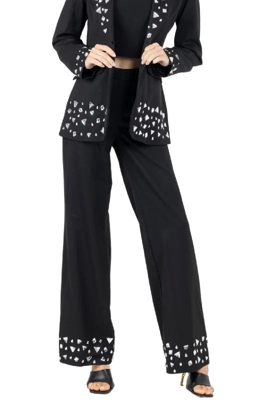 chain stitch pants -Joslin White Stone Pant In  Black