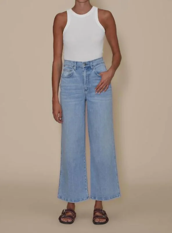 double stitch jeans -Juliette Wide Ankle In Blue Valley