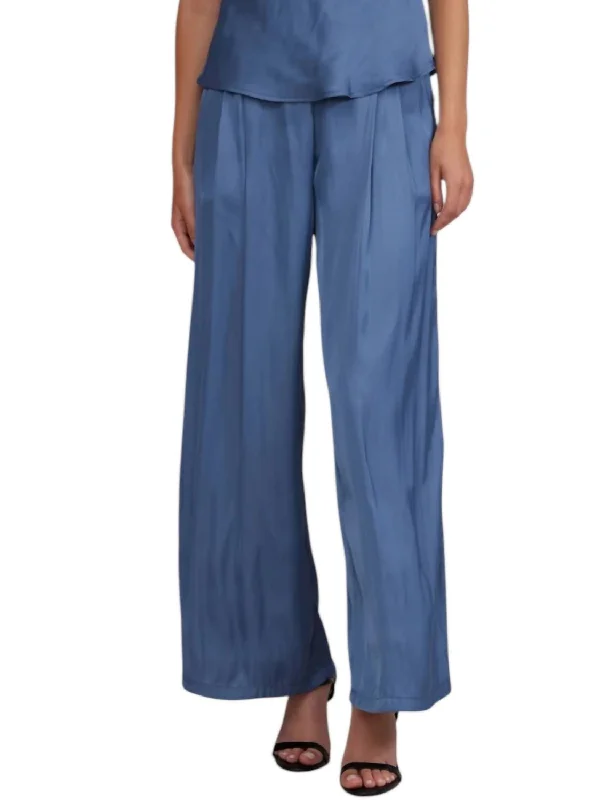 foil print pants -Kristy Pants In Slate Blue