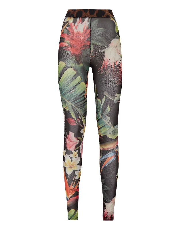 stretch denim pants -Leggings Flowers