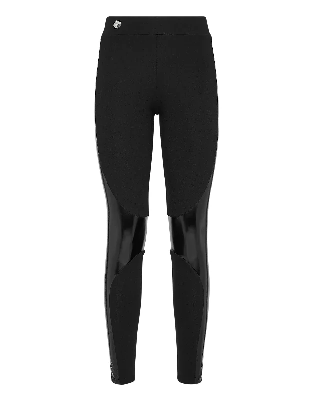 grunge pants edgy -Leggings with Latex Inserts