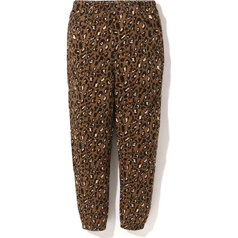 knee-pad pants -LEOPARD OVERSIZED SWEAT PANTS LADIES