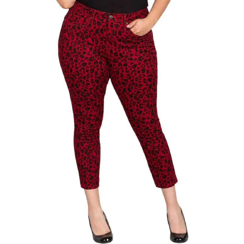 contrast stitch jeans -Leopard Print Jeans In Red