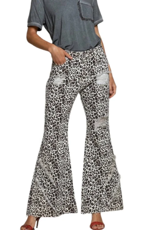 formal pants men -Leopard Print Pants In Vintage Ivory