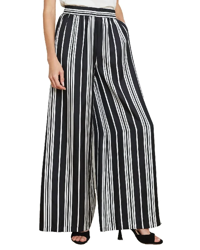 black skinny pants -Lillian Wide Leg Pant In Black/white Striped