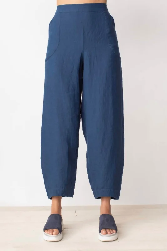 beach wedding pants -Linen Lantern Pant In Navy