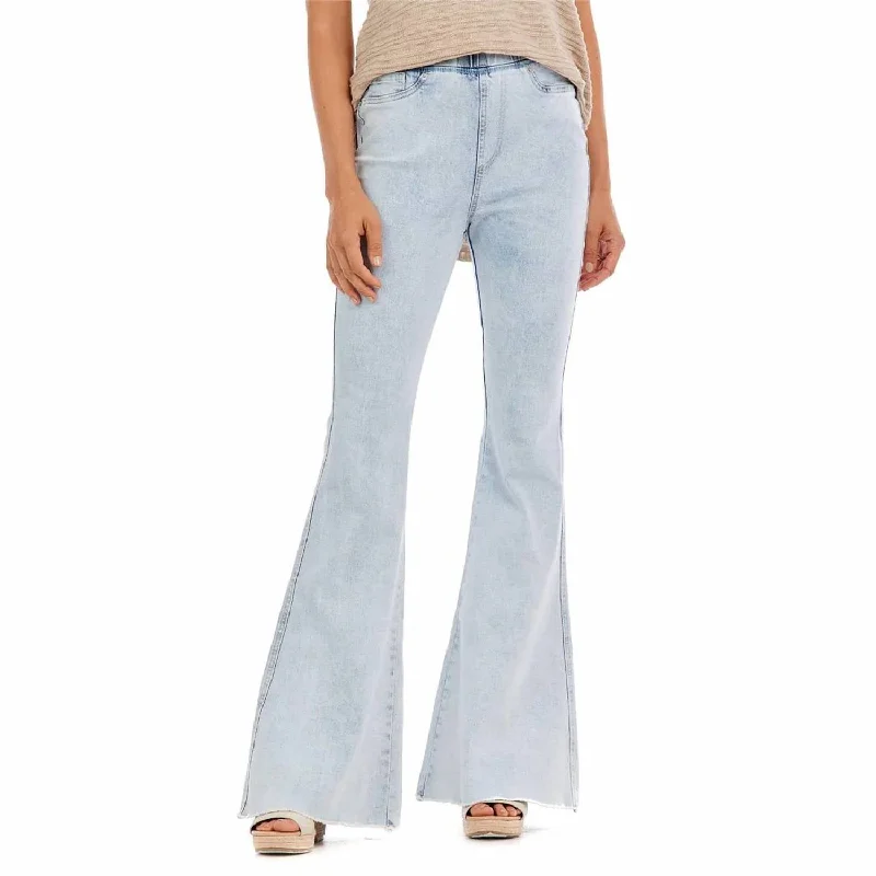 lace trim pants -Lyla Flare High Rise Jeans In Blue